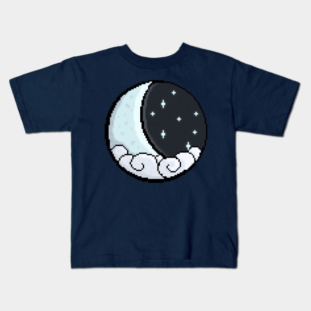 Pixel Moon Kids T-Shirt by nochi